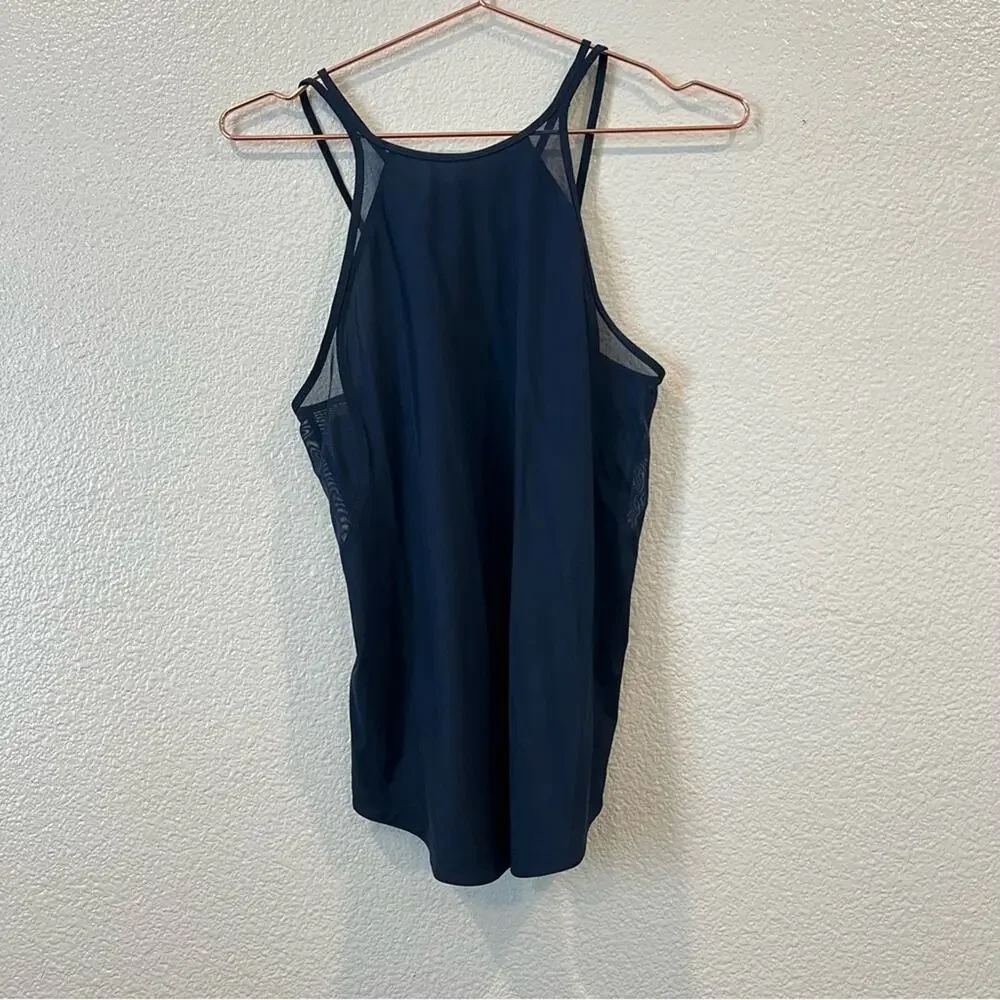 Lululemon Run Off Route Tank Top True Navy blue mesh strappy